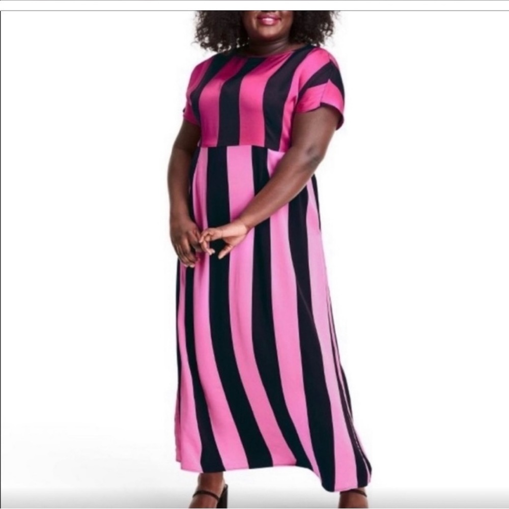 CHRISTOPHER JOHN ROGERS + Target ~ Pink & Black Striped Maxi Dress ~ Size 0 - Picture 8 of 16